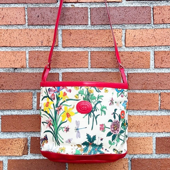 Authentic GUCCI flora bloom shoulder bag crossbody vintage floral pattern red